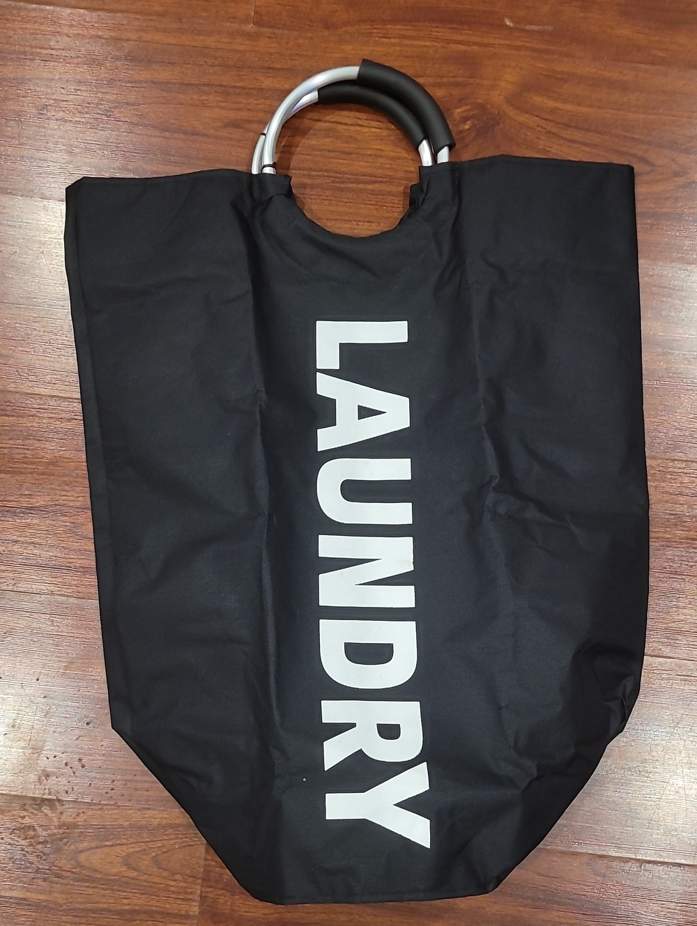 Black Laundry Tote Bag with Round Handle
